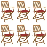 VidaXL Klappbare Gartenstühle 6 Stk. mit Kissen Massivholz Akazie