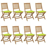 VidaXL Klappbare Gartenstühle 8 Stk. mit Kissen Massivholz Akazie