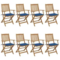 VidaXL Klappbare Gartenstühle 8 Stk. mit Kissen Massivholz Akazie