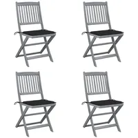 VidaXL Klappbare Gartenstühle 4 Stk. mit Kissen Massivholz Akazie