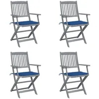 VidaXL Klappbare Gartenstühle 4 Stk. mit Sitzkissen Massivholz Akazie