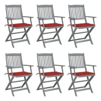 VidaXL Klappbare Gartenstühle 6 Stk. mit Sitzkissen Massivholz Akazie