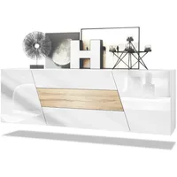Vladon Sideboard, Eiche, Holzwerkstoff, 178x57.5x38.5 cm, Wohnzimmer, Kommoden &