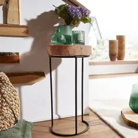 FineBuy Beistelltisch Massiv Wohnzimmertisch Holz Baumstamm Tisch Echt-Holz