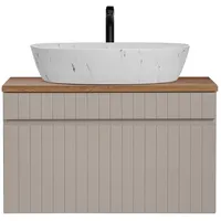 Lomadox Waschtisch Unterschrank 80 cm Waschbecken matt weiß marmoriert