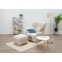 Home Affaire Ohrensessel »Oliver«, Ohrensess,mit Hocker,Zierkissen,Klassische Form beige