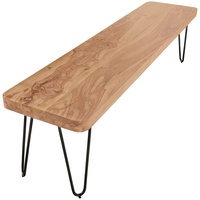 KADIMA DESIGN Sitzbank Beige, Holz, Echtholz,Akazie, Rechteckig, 120x45x40 cm,