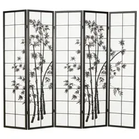 Homestyle4u 287, Paravent Raumteiler Trennwand Weiß Schwarz 220x179 |