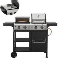 El Fuego 3in1 Kombigrill "Boston" Gasgrill Pizzaofen und Edelstahl-Plancha
