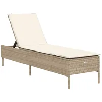 VidaXL Sonnenliege mit Auflage Beige Poly Rattan - Beige