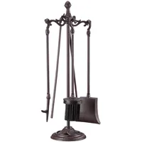 Relaxdays 10022938 Kaminbesteckset Gusseisen, Braun, 51 x 18 x