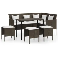 VidaXL 5-tlg. Sofagarnitur in L-Form mit Kissen Poly Rattan