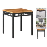 VidaXL Gartentisch Schwarz 38x38x42 cm Poly Rattan Akazienholz