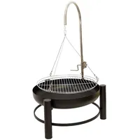 Lemodo Holzkohlegrill mit Feuerschale Schwenkgrill mit höhenverstellbarem Grillrost