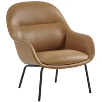 Muuto Fiber Lounge Armchair, tube base, refine leder cognac