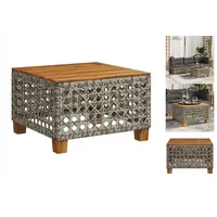 VidaXL Gartentisch Grau 55x55x36 cm Poly Rattan Akazienholz