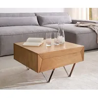 DeLife Couchtisch Kayu 60x60 cm Akazie Natur 2 Schübe