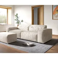DeLife Big-Couch Sirpio XL Cord Beige mit Hocker,