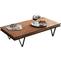 DeLife Couchtisch Stonegrace 117x60 cm Akazie Braun Schiefer V-Fuß