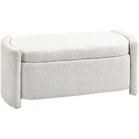 Homcom Sitzbank, mit Stauraum, Polsterbank mit Deckel, Samtoptik, Creme,