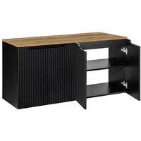 Lomadox - Doppelwaschtisch-Unterschrank 120cm, in schwarz mit Eiche, NEWPORT-56-BLACK
