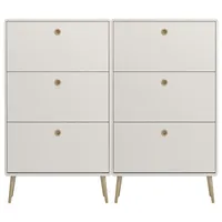 VCM ebuy24 Schuhschrank 6 Klaptüren Weiß