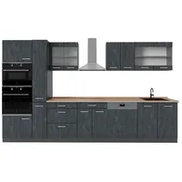 Vicco Küchenzeile R-Line 350 cm Schwarz Beton Anthrazit mit