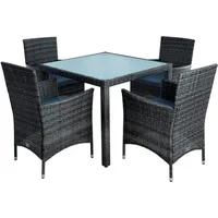 Estexo Polyrattan Sitzgruppe Gartenmöbel Set Rattan Gartenset Essgruppe Anthrazit