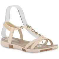 Stiefelparadies Damen Riemchensandalen in Beige