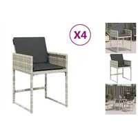 VidaXL Gartenstühle mit Kissen 4 Stk. Hellgrau Poly Rattan
