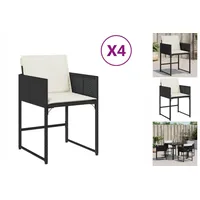 VidaXL Gartenstühle mit Kissen 4 Stk. Schwarz Poly Rattan