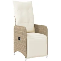 VidaXL Gartensessel mit Kissen Verstellbar Beige Poly Rattan