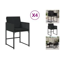 VidaXL Gartenstühle mit Kissen 4 Stk. Schwarz Poly Rattan
