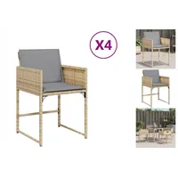 VidaXL Gartenstühle mit Kissen 4 Stk. Beigemischung Poly Rattan