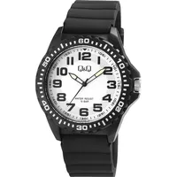 Q&Q Herrenuhr mit Silikonarmband, 10 bar, schwarz