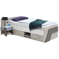 Lomadox Jugendbett Set mit Nachttisch Leeds-10 In Sandeiche Nb.