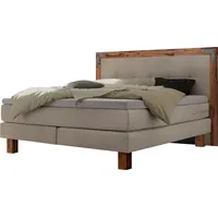 Hasena Boxspringbett Memphis, im Vintagelook, Massivholz-Umrandung, Tonnentaschen-Federkernmatratze