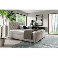 Fun Möbel Boxspringbett Schlafzimmerbett AMBRE 200x200cm in Stoff Fresh