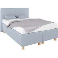 Westfalia Schlafkomfort Boxspringbett, blau (strukturstoff hellblau), Liegefläche B/L: 140cm