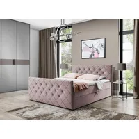 Fun Möbel Boxspringbett Schlafzimmerbett EIVOR 140x200cm Altrosa inkl.Bettkasten -