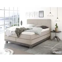 Hasena Boxspringbett »Boston«, inkl. Topper, Massivholzrahmen aus akazie beige