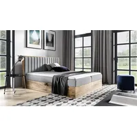 Fun Möbel Boxspringbett Schlafzimmerbett MARCOS 160x200cm Stoff Grau inkl.