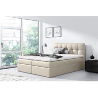 Fun Möbel Boxspringbett Schlafzimmerbett CARMEN 180x220cm Kunstleder Beige -