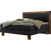 Hasena Boxspringbett Memphis, im Vintagelook, Massivholz-Umrandung, Tonnentaschen-Federkernmatratze