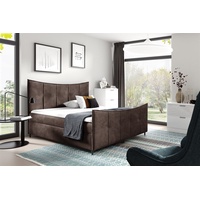 Fun Möbel Boxspringbett Schlafzimmerbett FABIEN LUX 180x200cm Braun inkl.