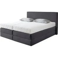 Westfalia Schlafkomfort Boxspringbett, grau (charcoal), B:195cm L:205cm, Strukturstoff (77%