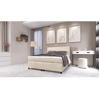 Küchen-Preisbombe Boxspringbett Paxos Cordstoff Beige 140x200 Hotelbett Bonellfederkern Bett