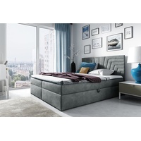 Fun Möbel Boxspringbett Schlafzimmerbett 200x220cm LAZARO Nr.4 Grau inkl.