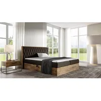 Fun Möbel Boxspringbett Bett BROMIA 200x200cm Lancelot Eiche Stoff