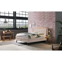 Hasena Oakland, Boxspringbett, Industrial Look, Kopfteil aus Wildeiche, Used-Look